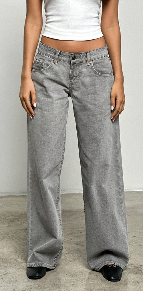Image of Low Rise Roomy Jeans in Bleach Grey