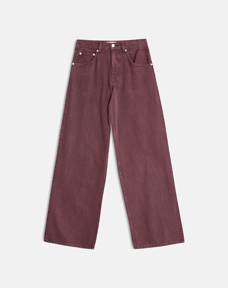 Image of Low Rise Roomy Jeans in Burgundy