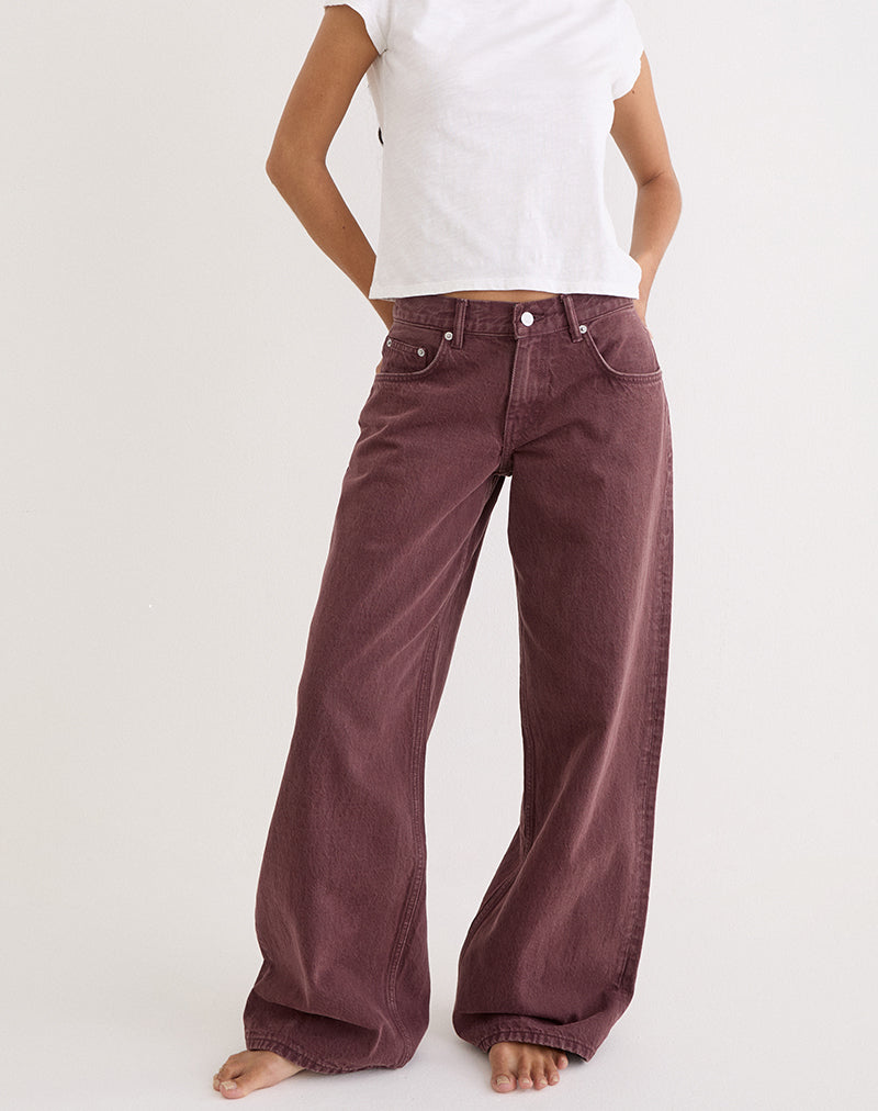 Image of Low Rise Roomy Jeans in Burgundy