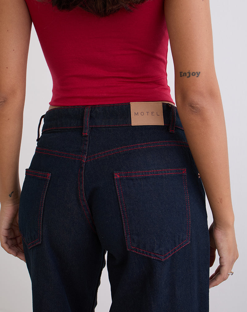 moodybaron 7p Red Stitch Denim HEAVY STITCH JEANS IN F-UP RED WITH 