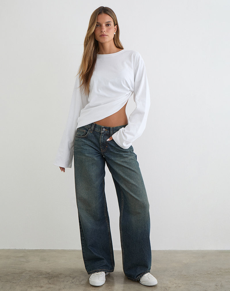 Low Rise Roomy Jeans in Dirty Green