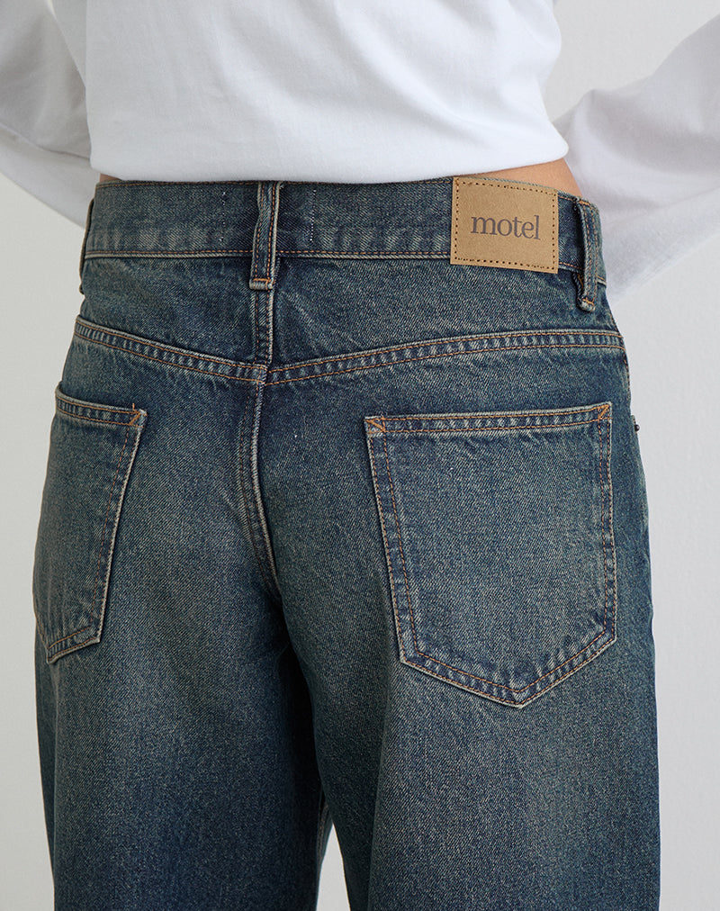 Low Rise Roomy Jeans in Dirty Green