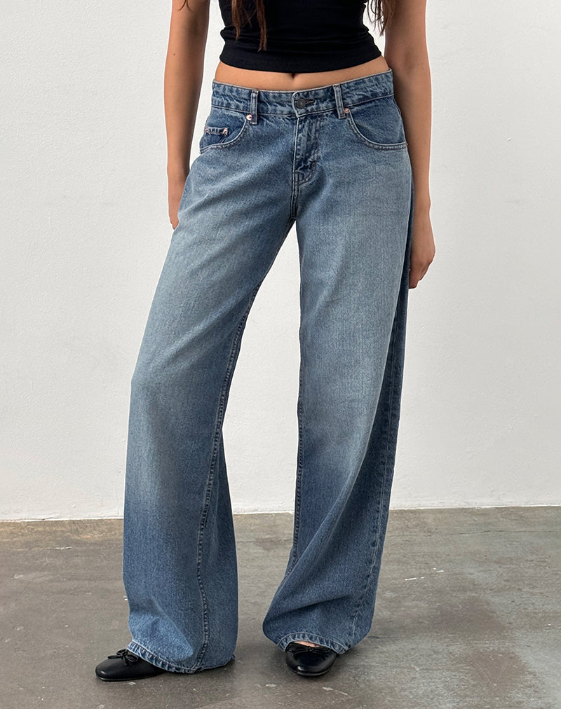 Powder Blue Extra Wide Low Rise Jeans | Roomy – motelrocks-com-us