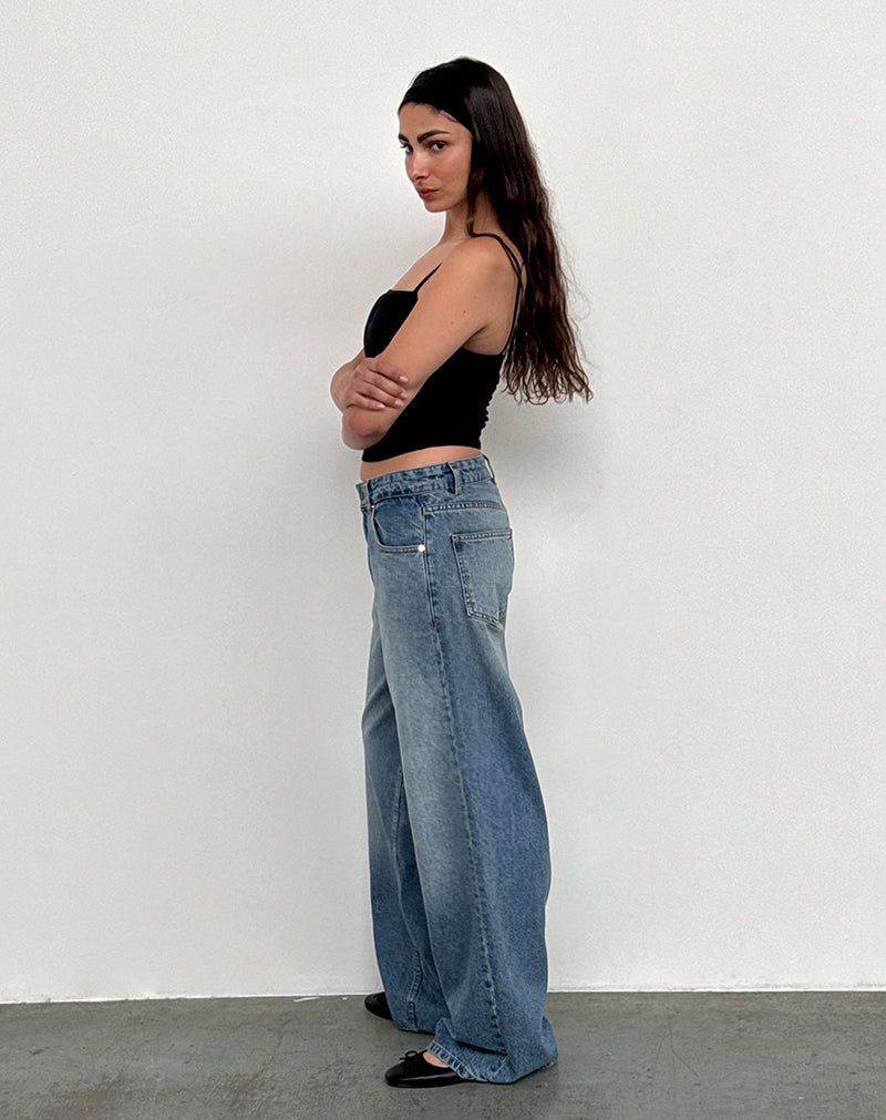 Powder Blue Extra Wide Low Rise Jeans | Roomy – motelrocks-com-us
