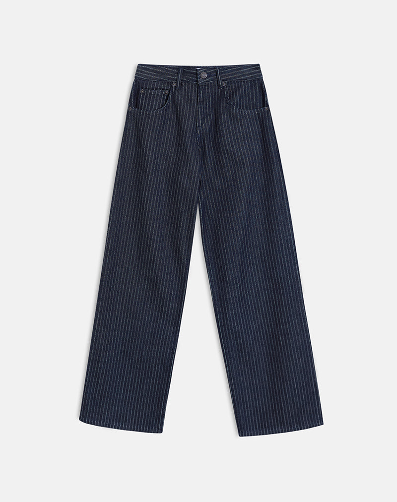 Image of Low Rise Roomy Jeans in Stripe Indigo