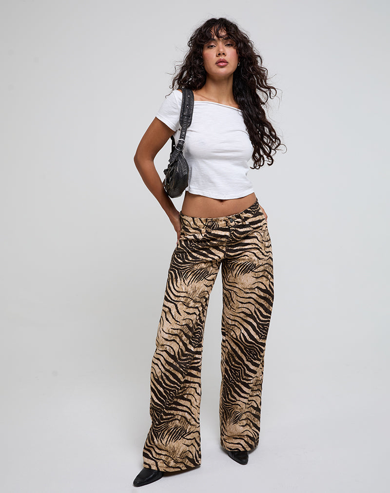 Image of Low Rise Roomy Trousers in Wild Animal Print