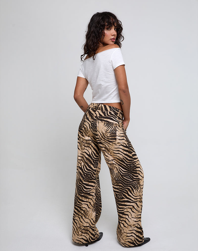 Image of Low Rise Roomy Trousers in Wild Animal Print