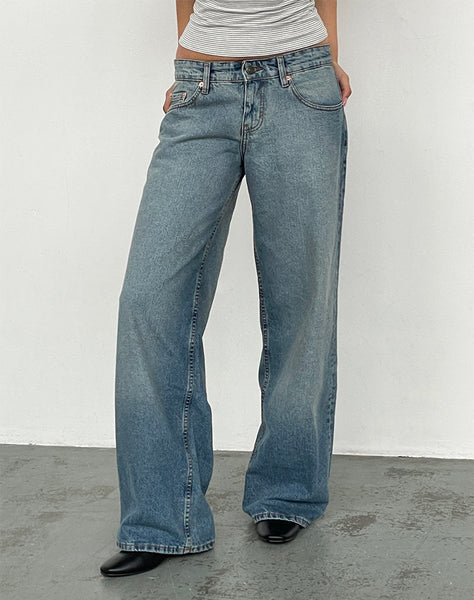 【L'Appartement/ Retrove】BLEACH DENIM SK Vintage Bleach Low Rise Jeans | Roomy – motelrocks-com-us