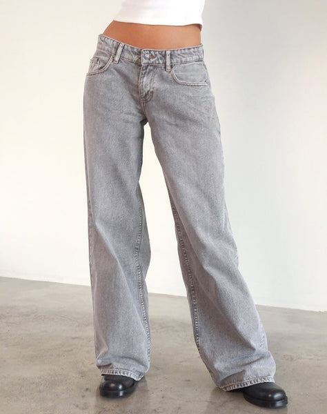 Grey Wash Extra Wide Low Rise Jeans | Roomy – motelrocks-com-us
