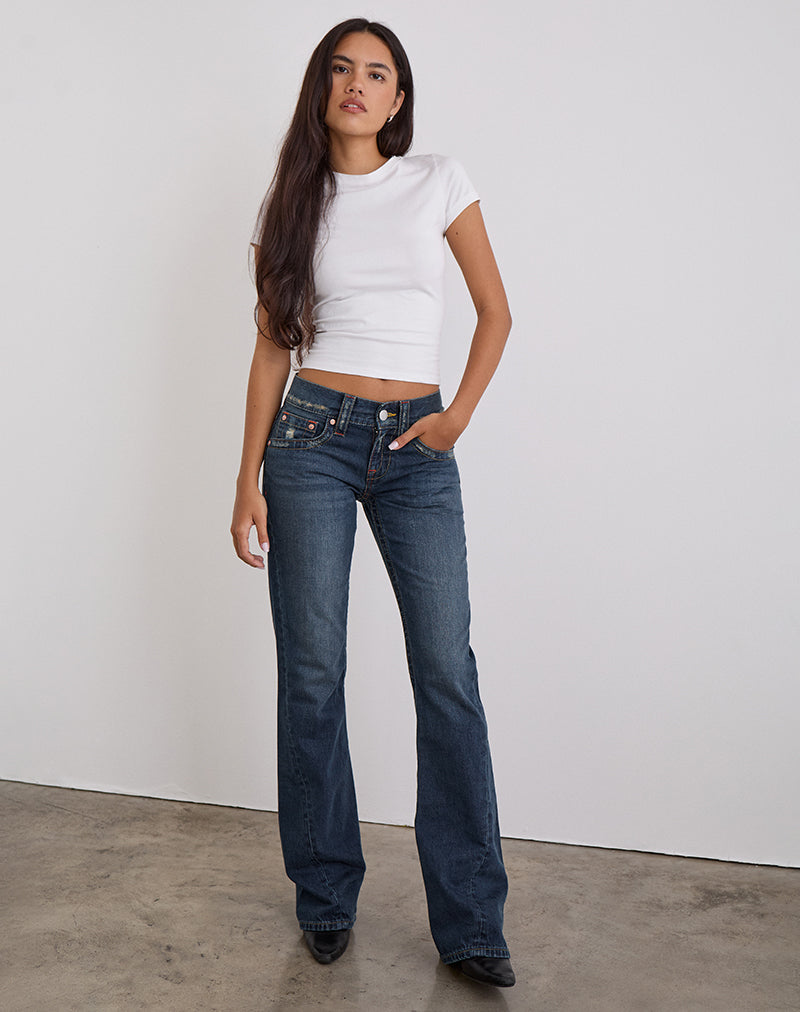 Matal Rocks Mid Blue Tint Low Rise Twisted Seam Jeans | Twisted – motelrocks-com-us