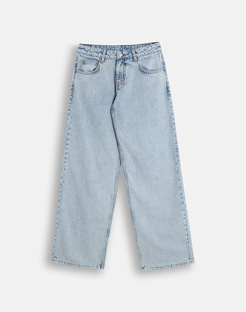 Image of Low Rise Roomy Jeans in Stripe 80s Light Blue Wash