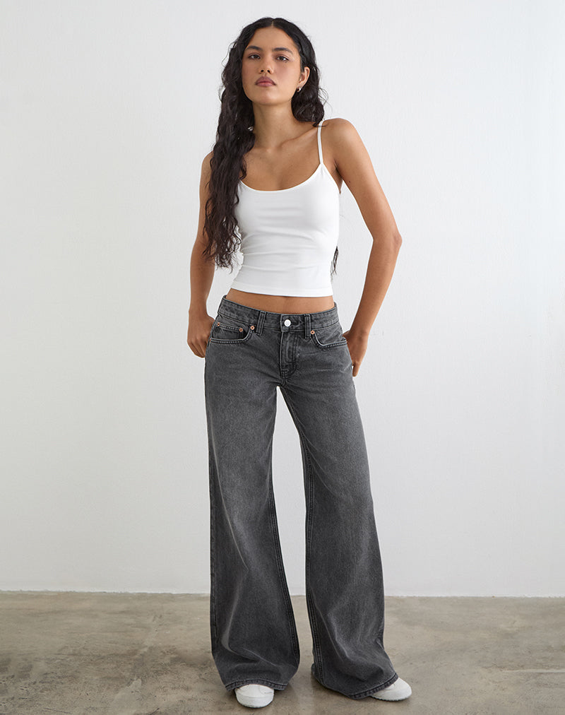 Washed Black Grey Low Rise Jeans | Slouchy Flare – motelrocks-com-us