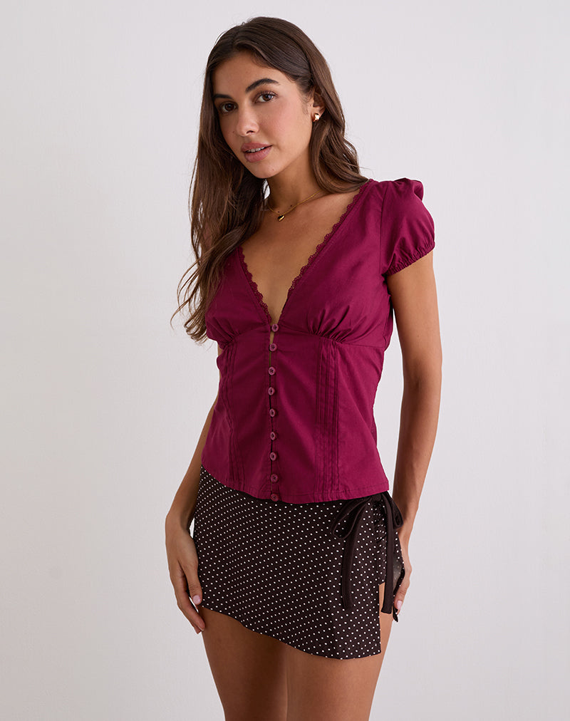 Luel Wrap Skort in Micro Polka Brown