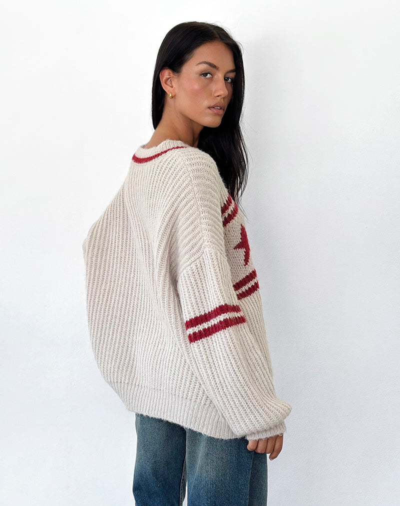 Image of Lulees Oversized Jumper in Oat with Star Stripe