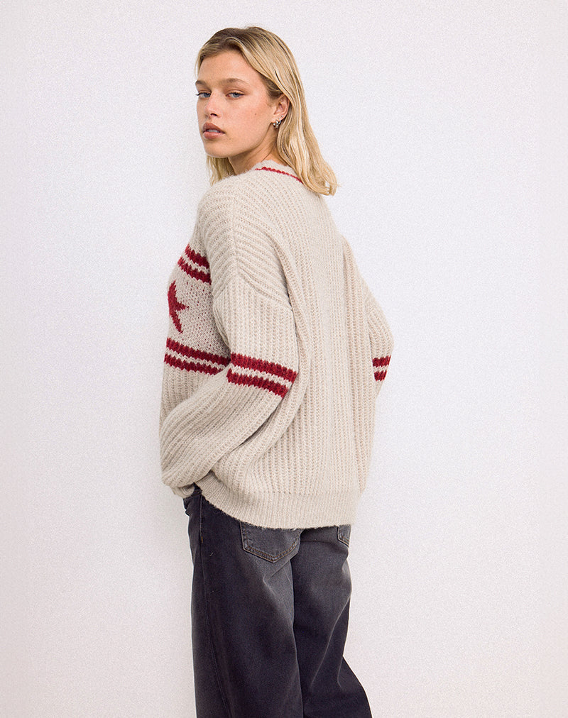 Image of Lulees Oversized Jumper in Oat with Star Stripe