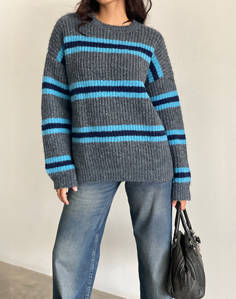 Grey and Blue Stripe Jumper | Lunet – motelrocks-com-us