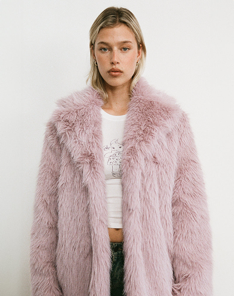 Lupita Jacket in Faux Fur Dusty Pink