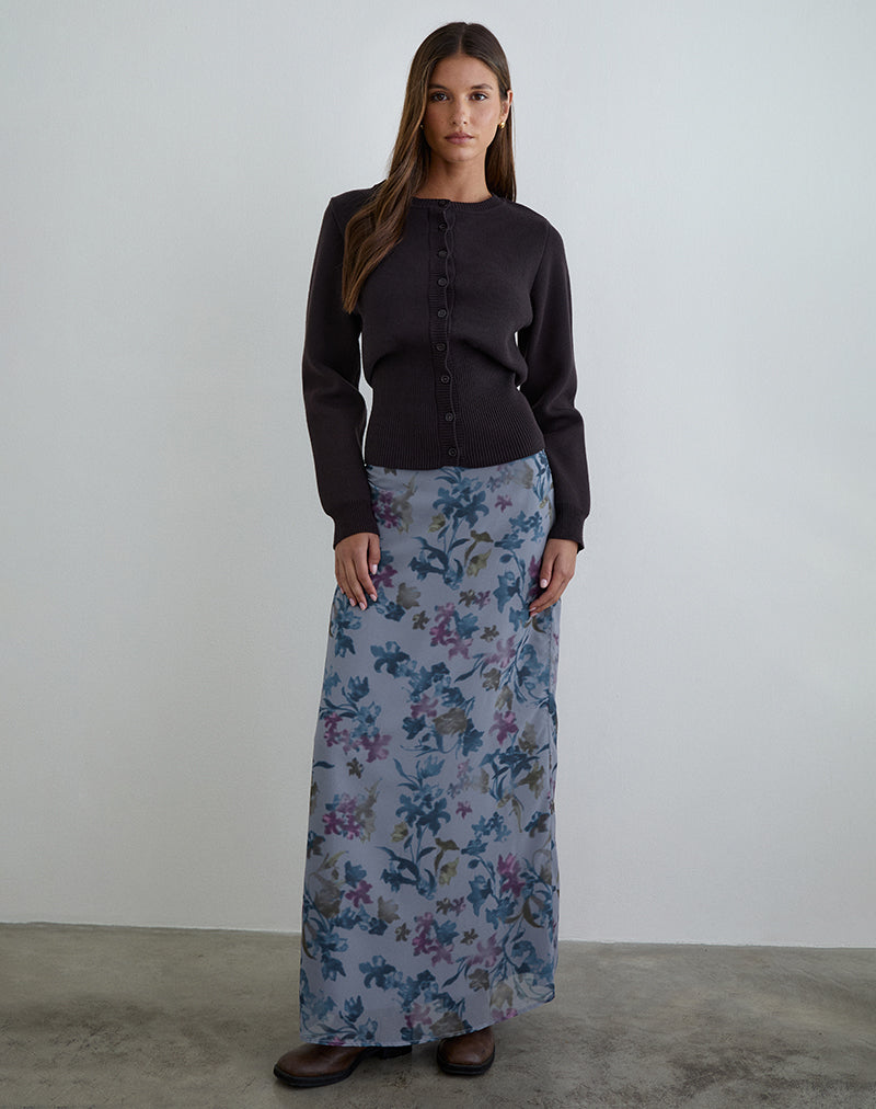 Image of Lurina Maxi Skirt in Chiffon Shadow Lily Blue
