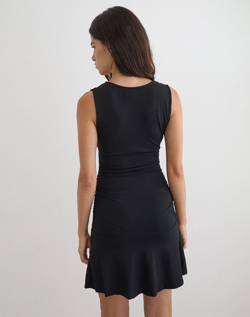 Image of Luscian Plunge Mini Dress in Black