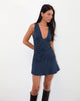 Image of Luscian Plunge Mini Dress in Micro Polka Navy