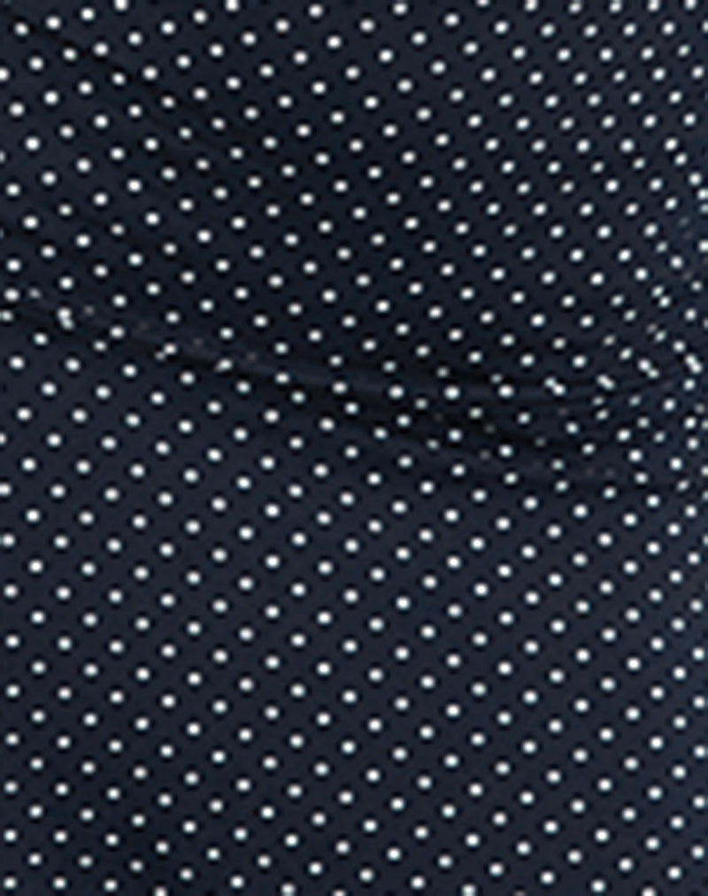 Luscian Plunge Mini Dress in Micro Polka Navy , V Neck