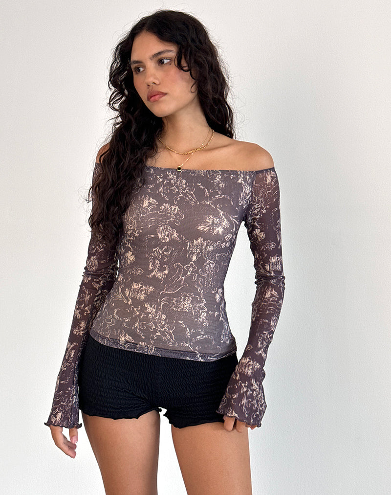 Lutana Top in Batik Botanical Brown