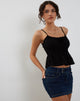 Image of Lyncia Tie Front Cami Top in Black