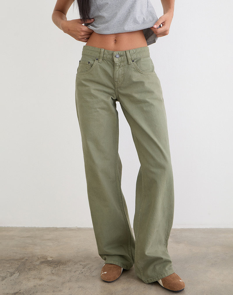Low Rise Parallel Jeans in Fern Green
