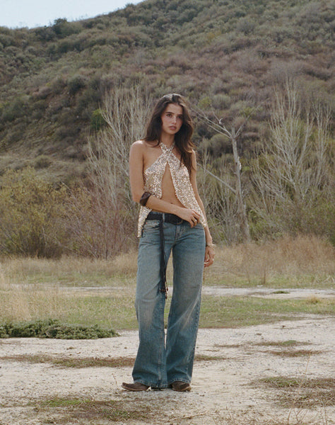Extreme Blue Green Low Rise Straight Leg Jeans | Parallel