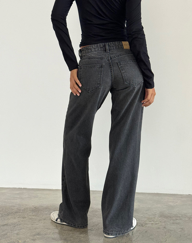 Image of Low Rise Parallel Jeans in Washed Black Grey