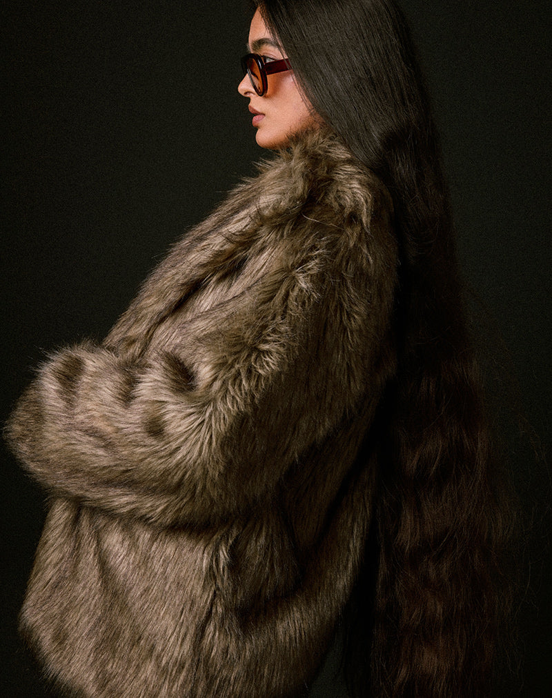 Leopard Brown Crop Faux Fur Jacket | Joji – motelrocks-com-us