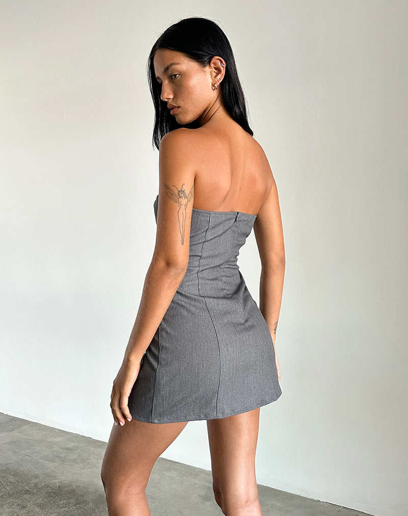 Image of Magaska Bandeau Mini Dress in Tailoring Charcoal