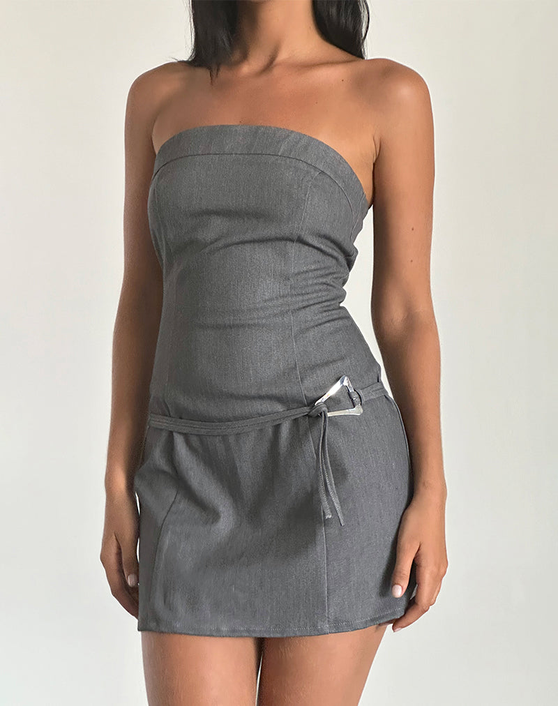 Charcoal Tailoring Bandeau Mini Dress | Magaska – motelrocks-com-us