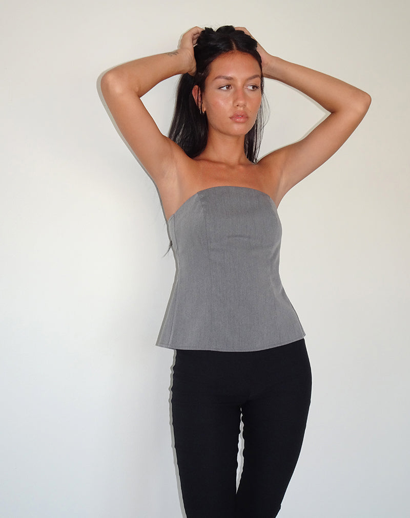 Image of Mairi Longline Bandeau Top in Charcoal Tailoring