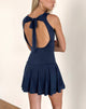 Image of Maisha Open Back Bow Mini Dress in Slinky Navy