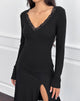 Image of Maivi Long Sleeve Top in Black with Lace Trim