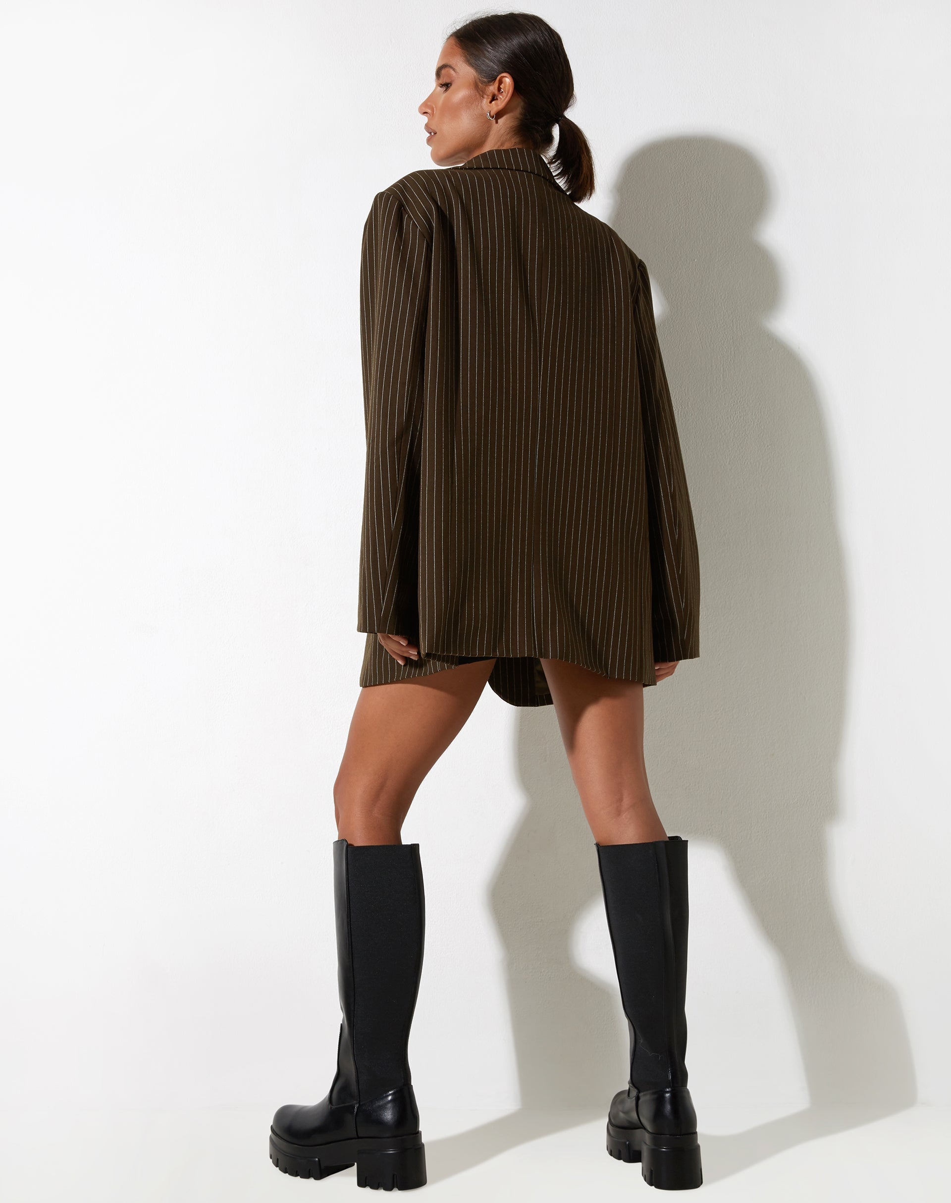 image of Maiwa Blazer in Pinstripe Brown