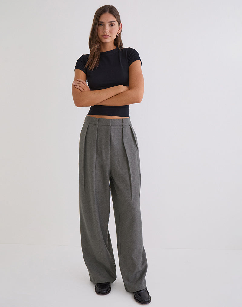 Black Low Rise Tailored Trousers with Pleats | Nala – motelrocks