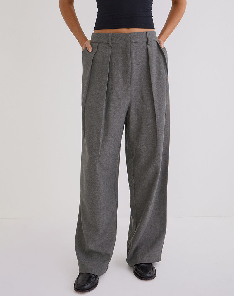 Black Low Rise Tailored Trousers with Pleats | Nala – motelrocks