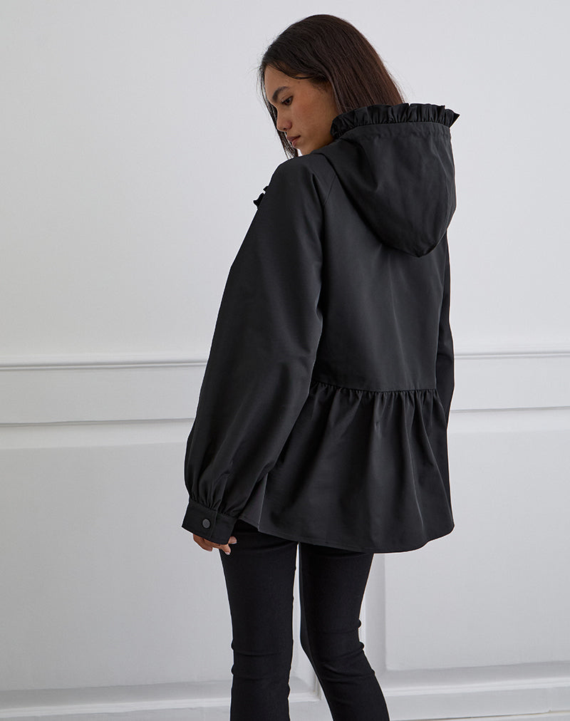 Black Peplum Nylon Jacket | Malcari – motelrocks-com-us
