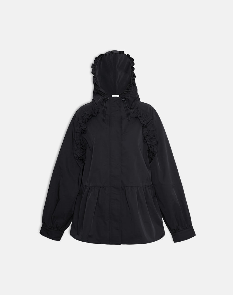 Black Peplum Nylon Jacket | Malcari – motelrocks-com-us