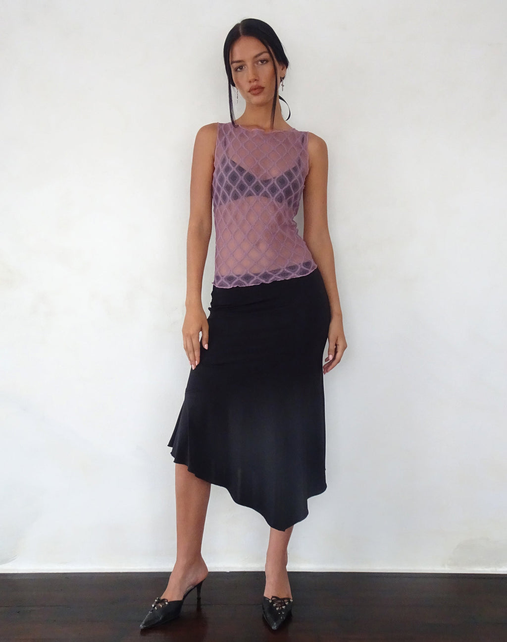 Maloe Lace Patterned Tank Top in Mauve