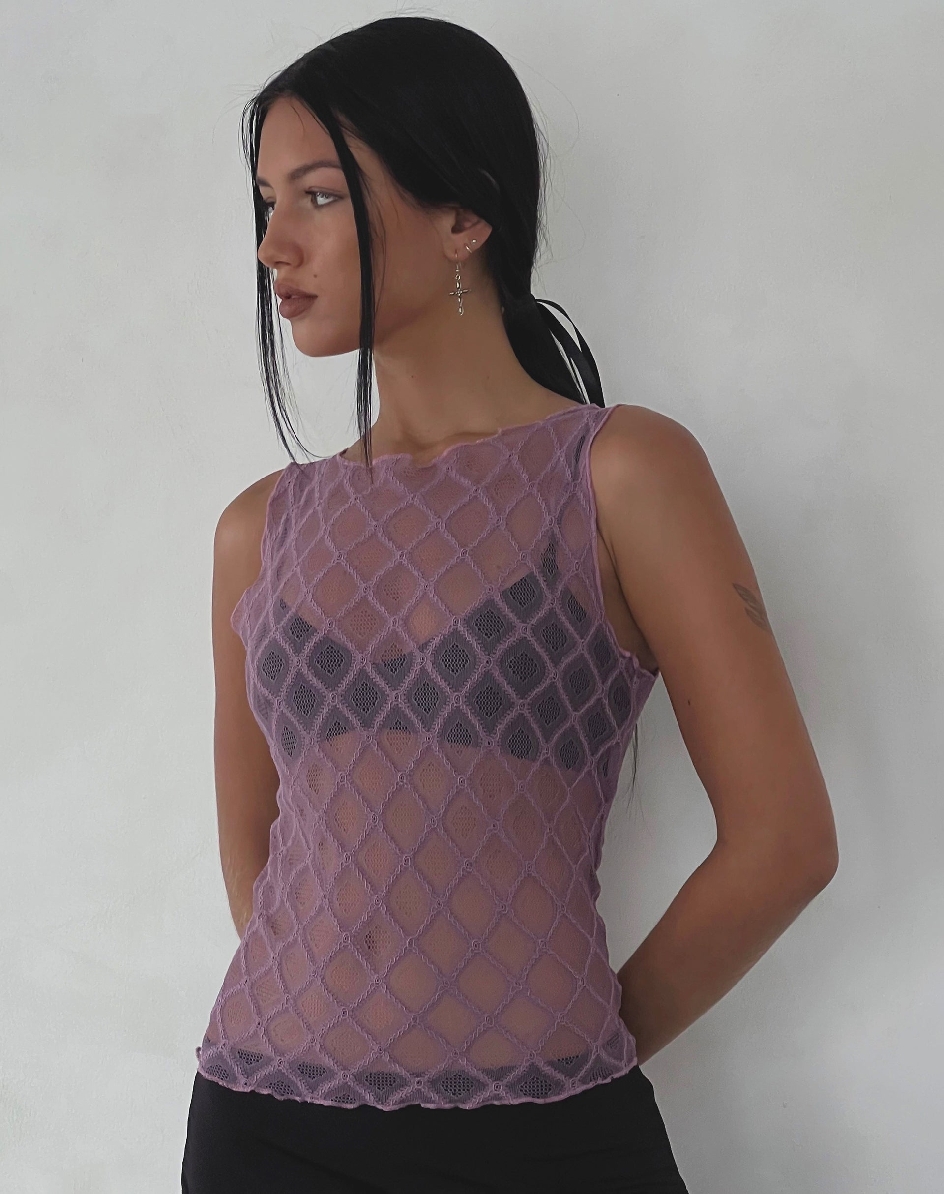 Lace see through tank 2024 top