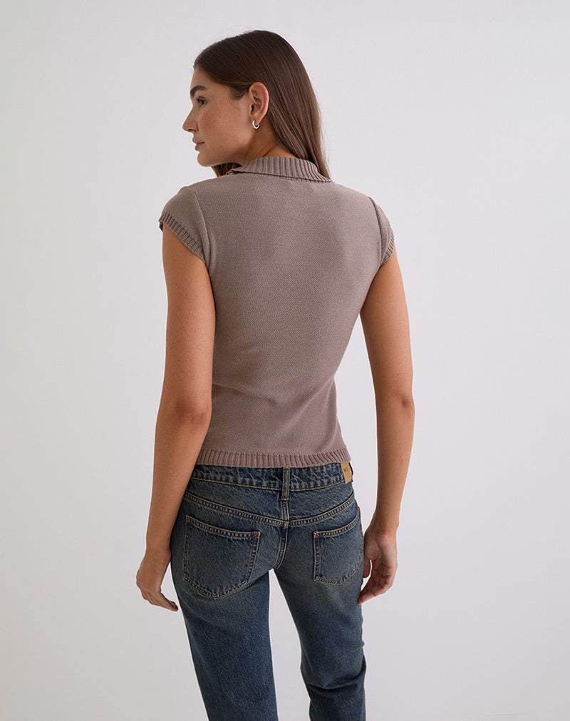 Taupe Knit Top with Buckle | Malya – motelrocks-com-us