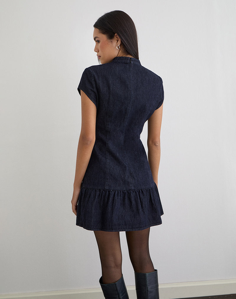 Image of Manama Mini Dress in Chambray Indigo