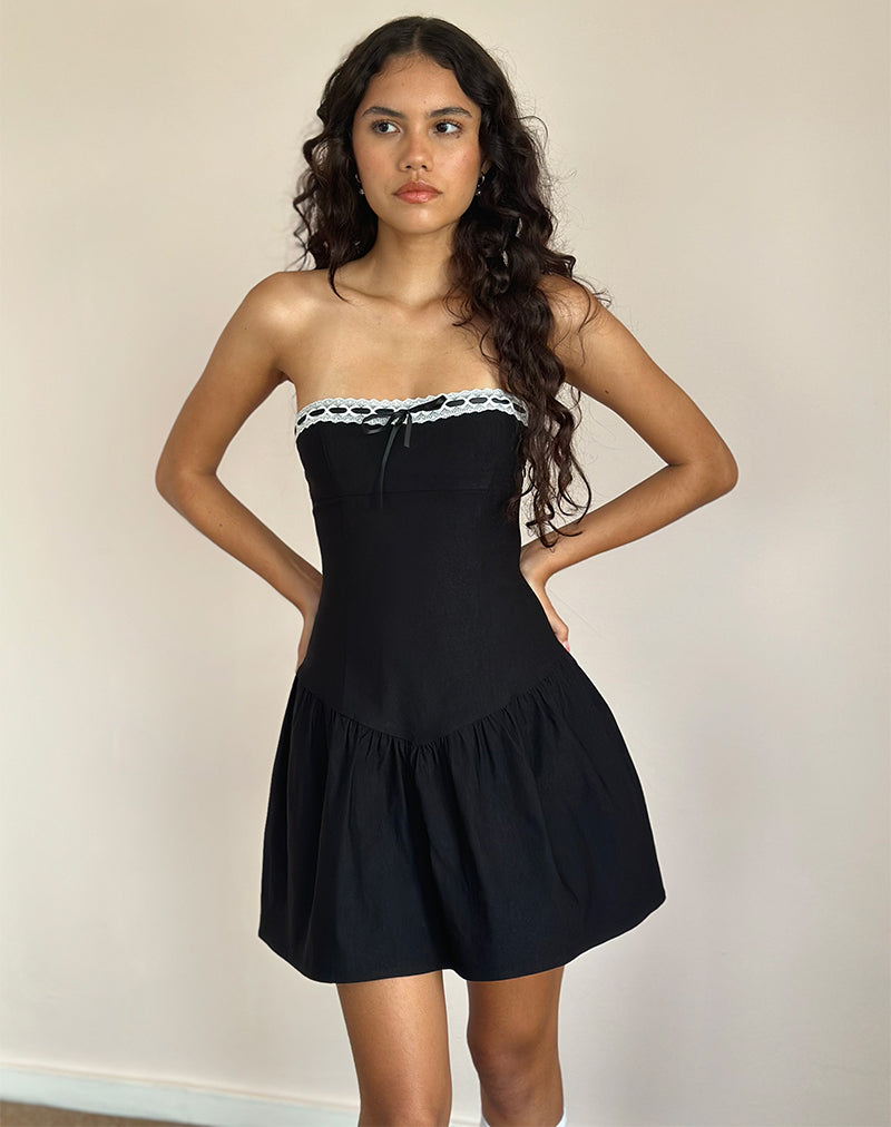 Black Mini Dress with White Trim | Manisha motelrocks-com-us Black Mini Dress with White Trim | Manisha motelrocks-com-us