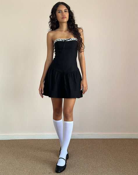 Black Mini Dress with White Trim | Manisha motelrocks-com-us Black Mini Dress with White Trim | Manisha motelrocks-com-us