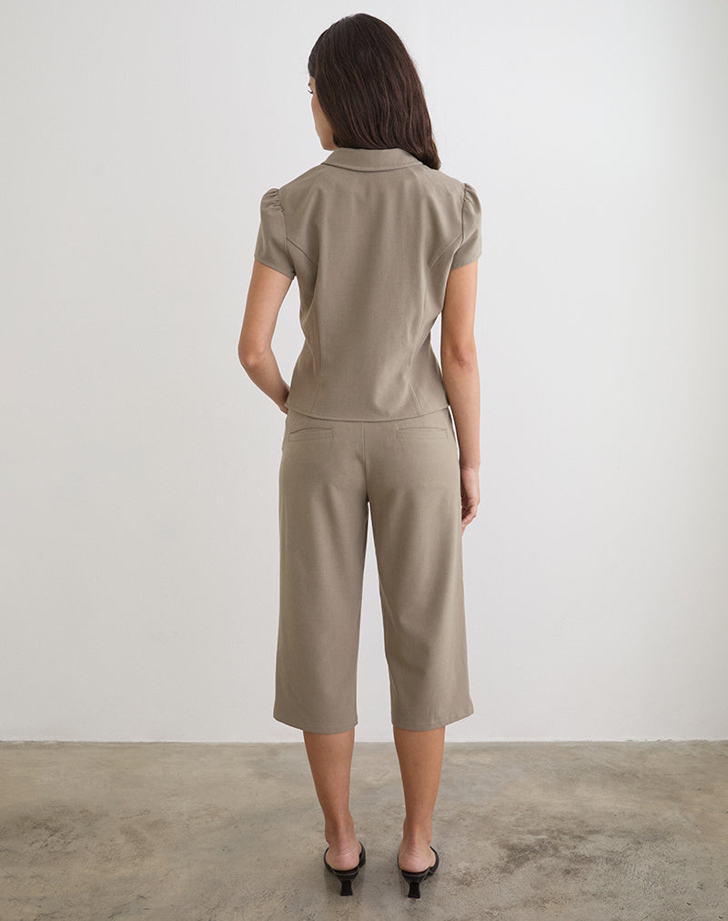 Light Taupe Tailoring Blouse | Maorah – motelrocks-com-us