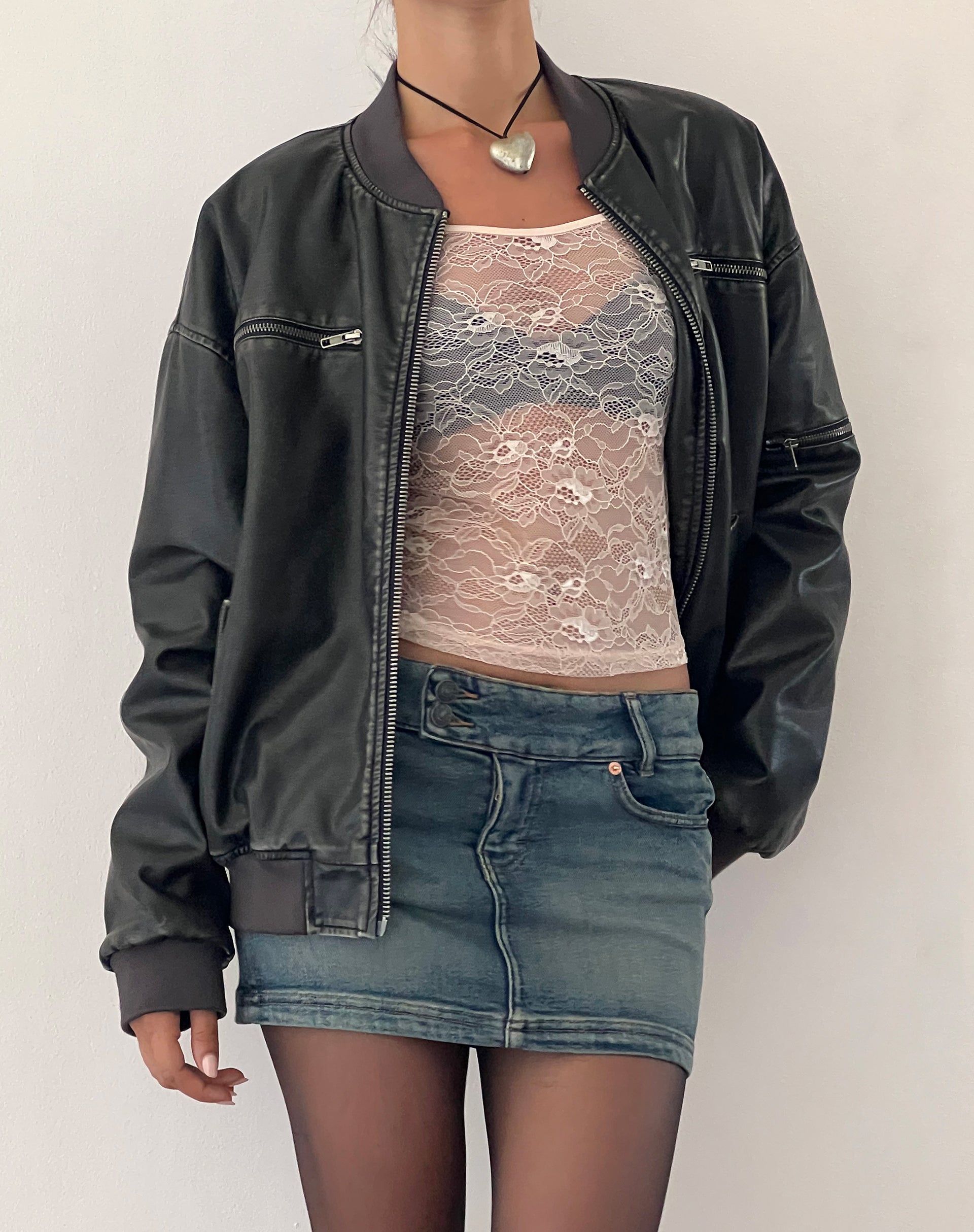 Distressed clearance bomber jacket