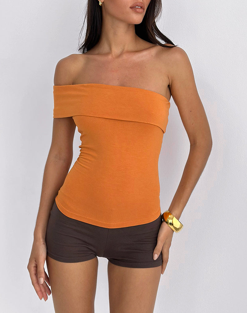 Image of Marga One Shoulder Top in Sunset Orange